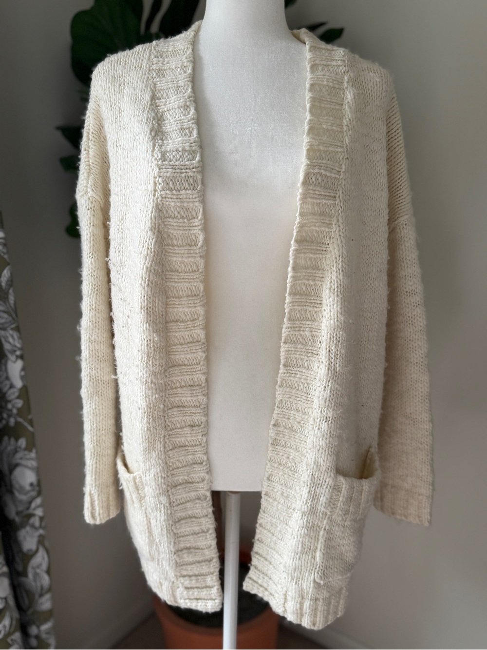 Sanctuary Cream Open-Front Pocket Cardigan